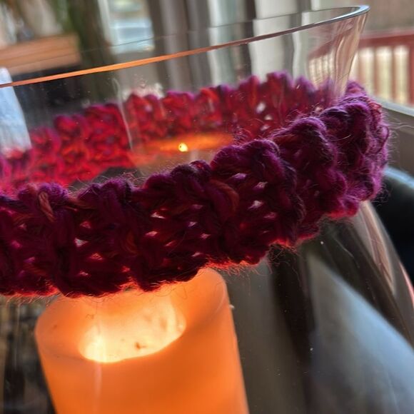 Hand crafted stretch 100% wool headband hot pink and orange Medium Large - Picture 4 of 5